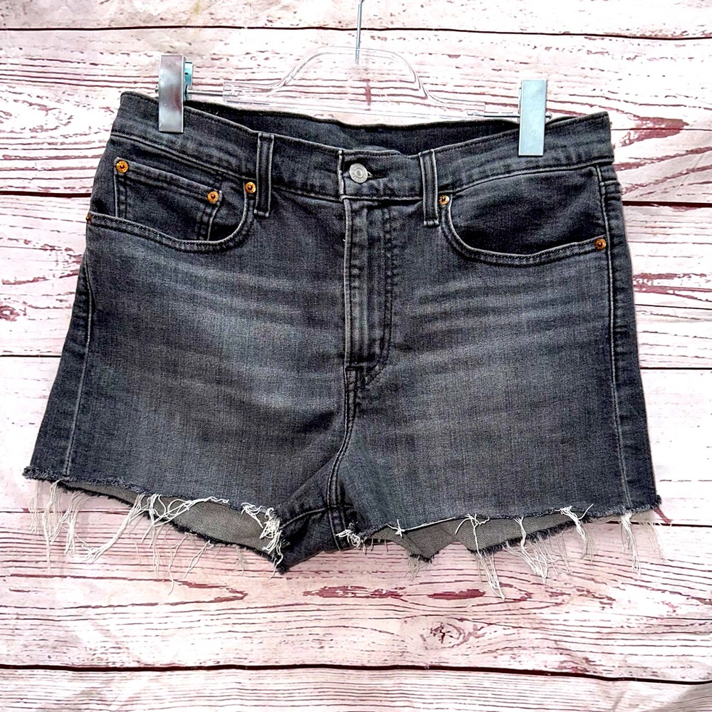 Levi Grey Raw Edge Denim Shorts Size 32
